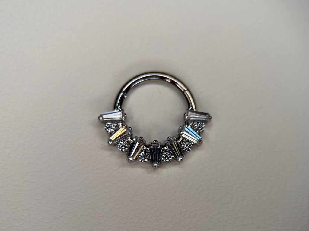 CZ Tapered Baguette and Round CZ Inlay Ring