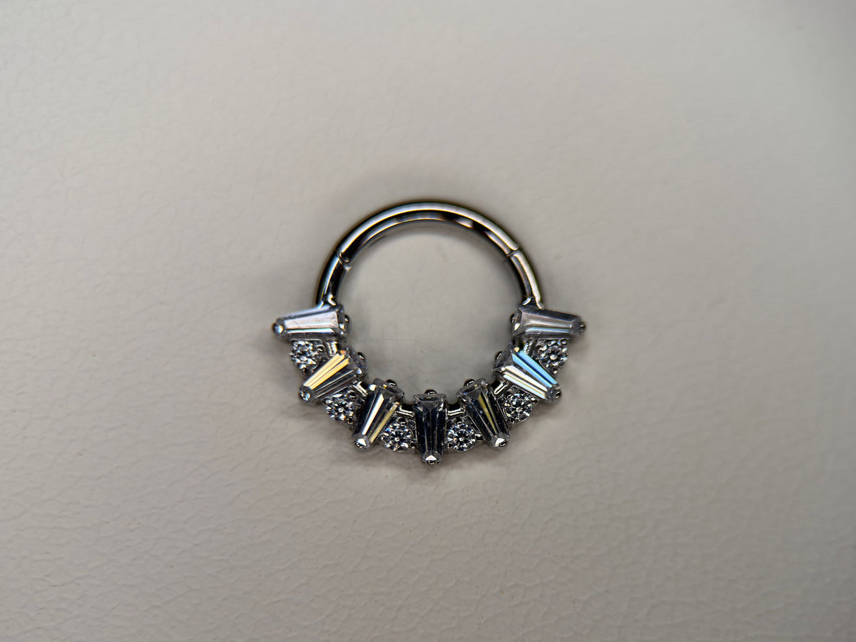 CZ Tapered Baguette and Round CZ Inlay Ring