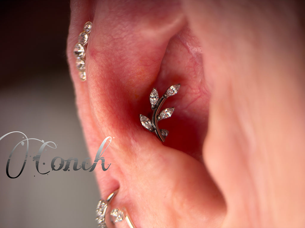 CZ Marquise Curved Leaf
