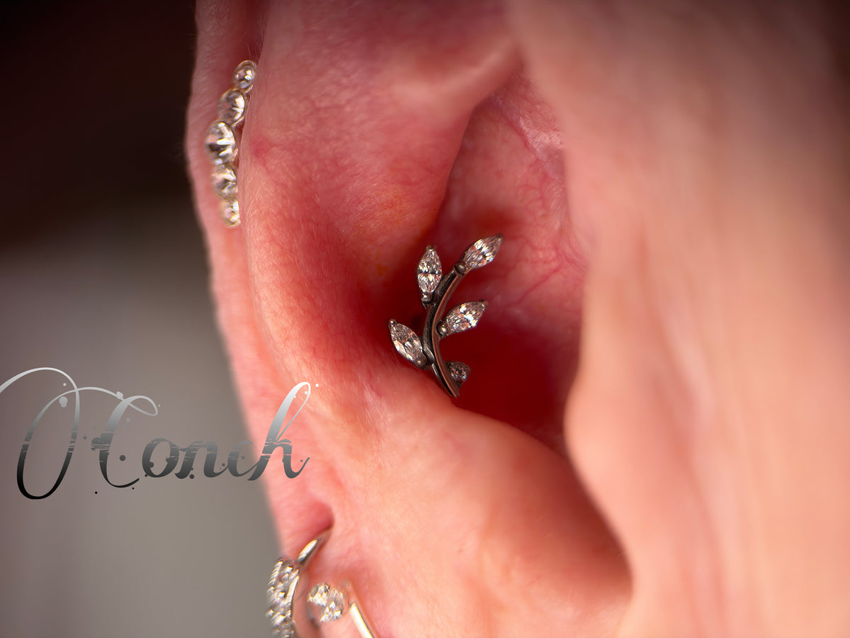 CZ Marquise Curved Leaf