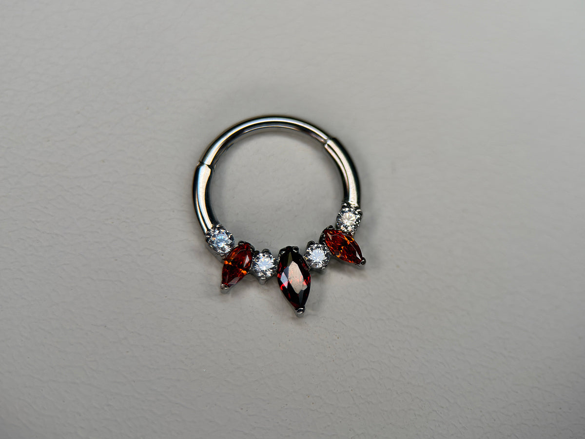 Triple Garnet CZ Marquises Ring