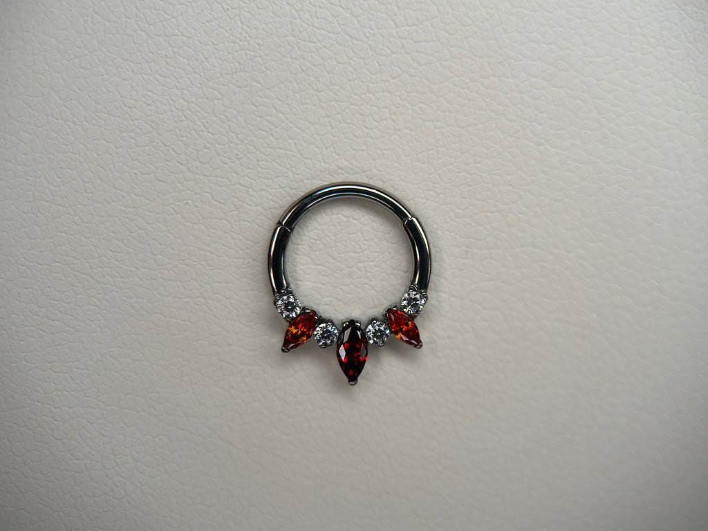 Triple Garnet CZ Marquises Ring