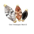 14k Color Gradiant Triple Marquise Fan