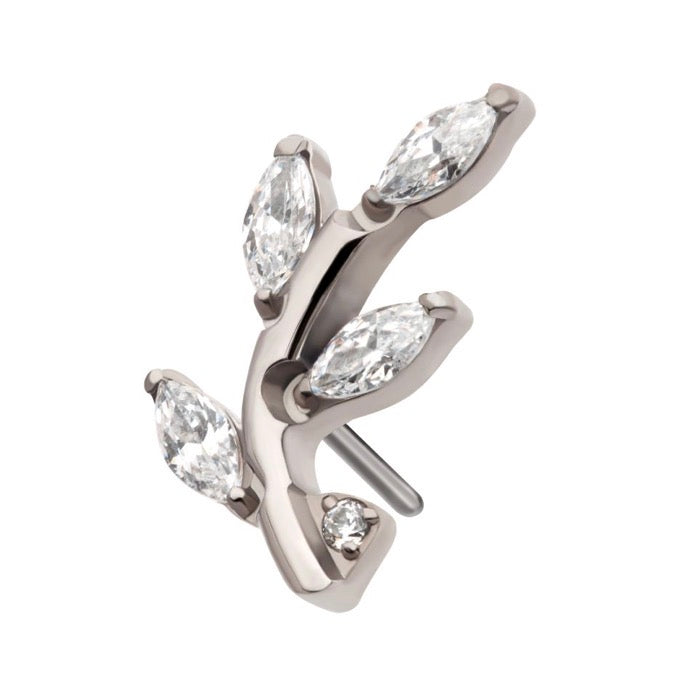 CZ Marquise Curved Leaf