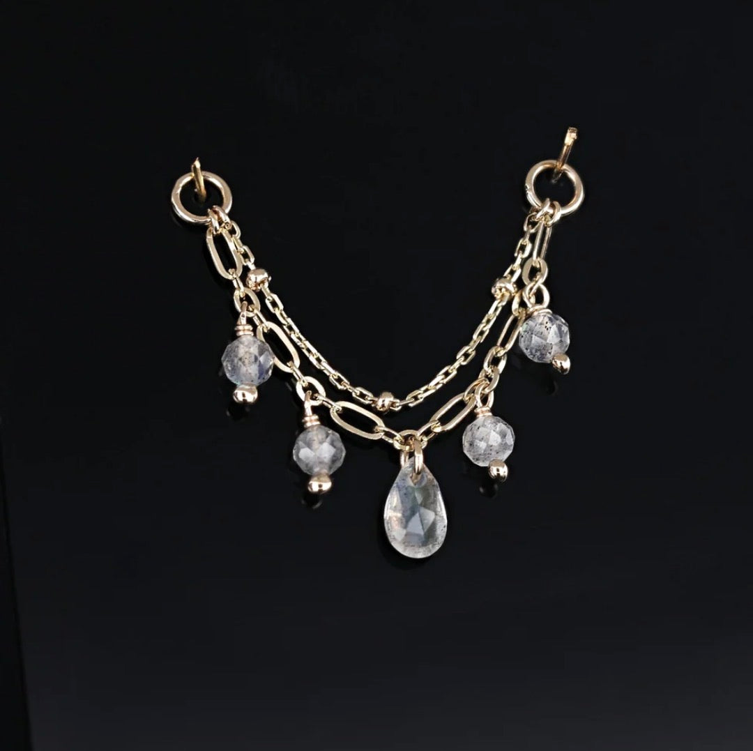 14k Beatti Sonnet II Droplet Chain with Labradorite