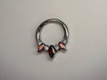 Triple Garnet CZ Marquises Ring