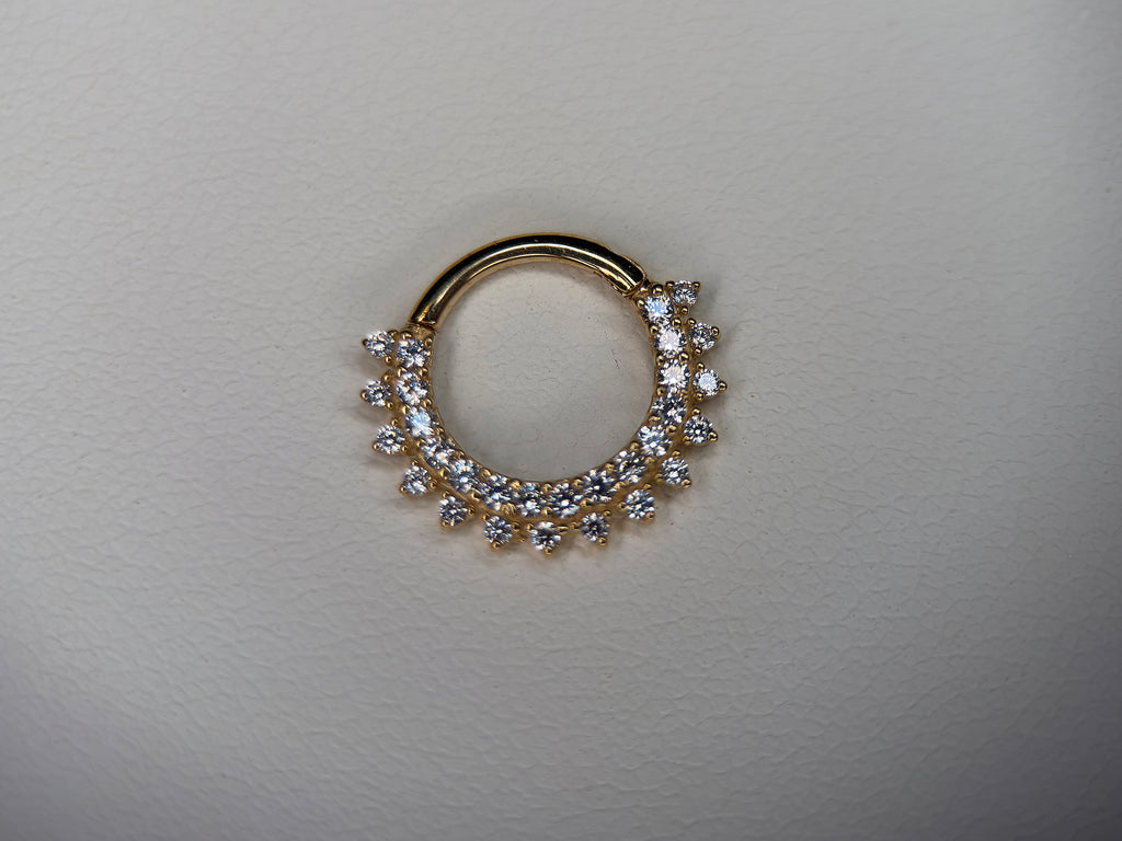 14K CZ Paved and Studded Hinge Ring