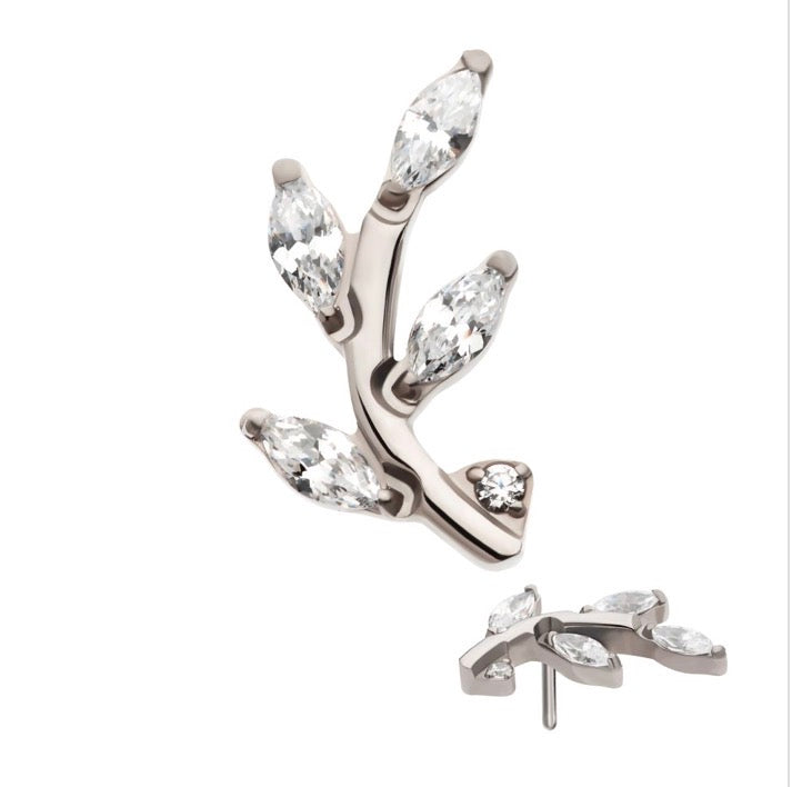 CZ Marquise Curved Leaf