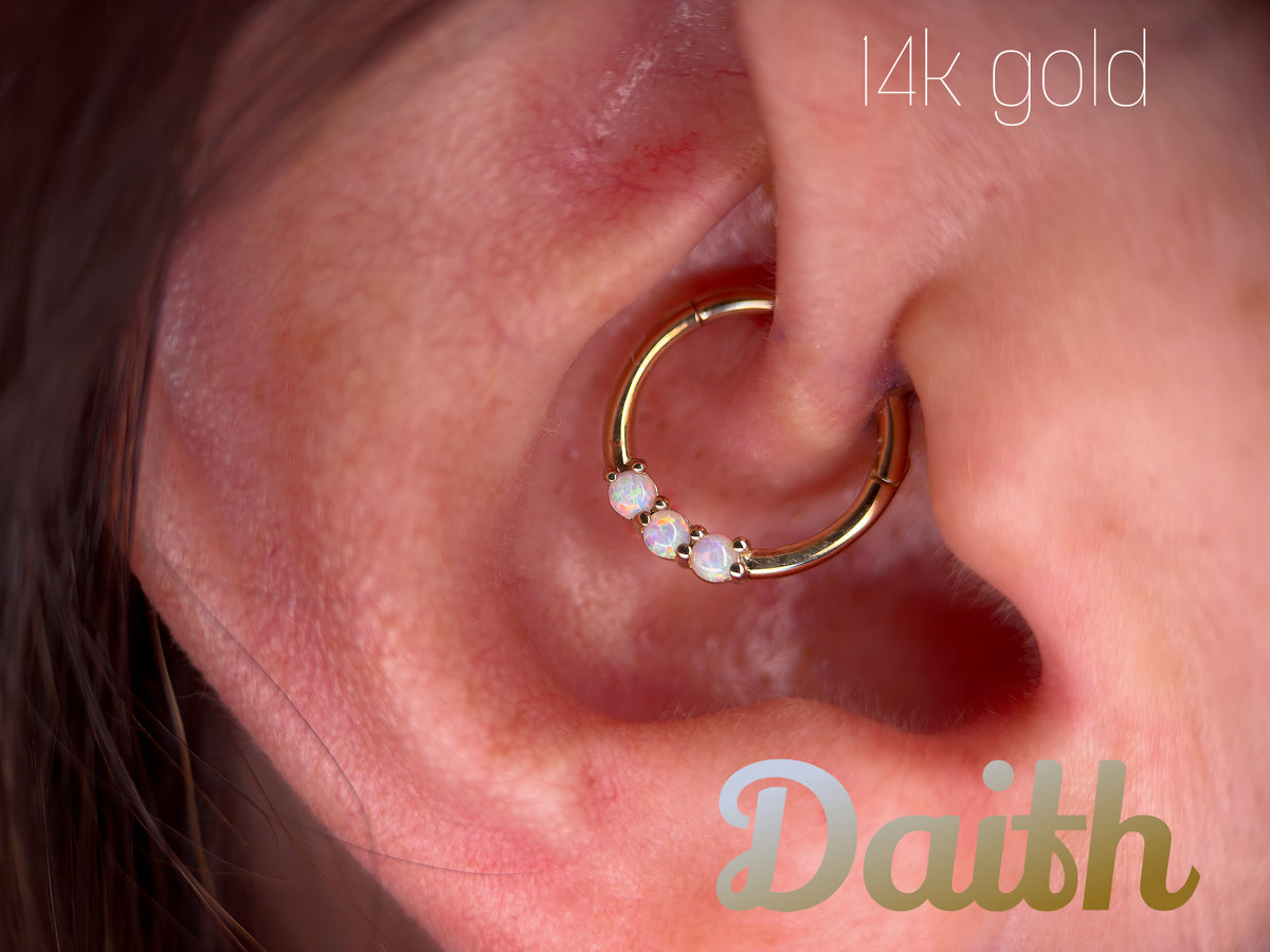 14k Opal Trinity Hinge Ring