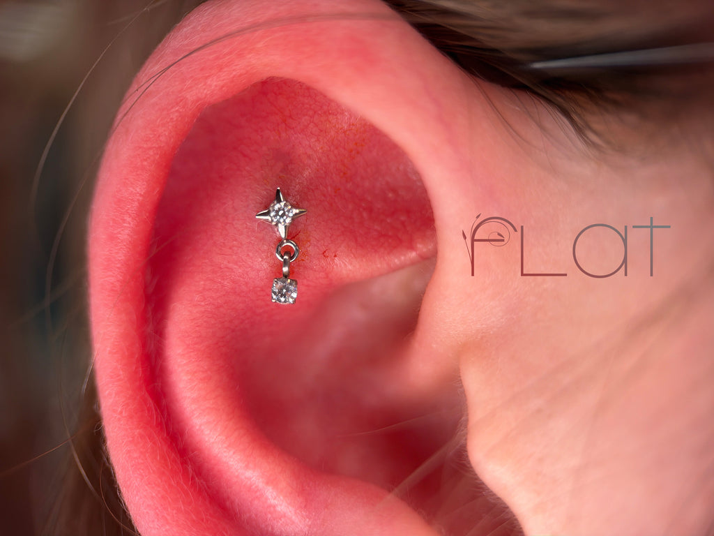 4 Point Star with CZ Drop