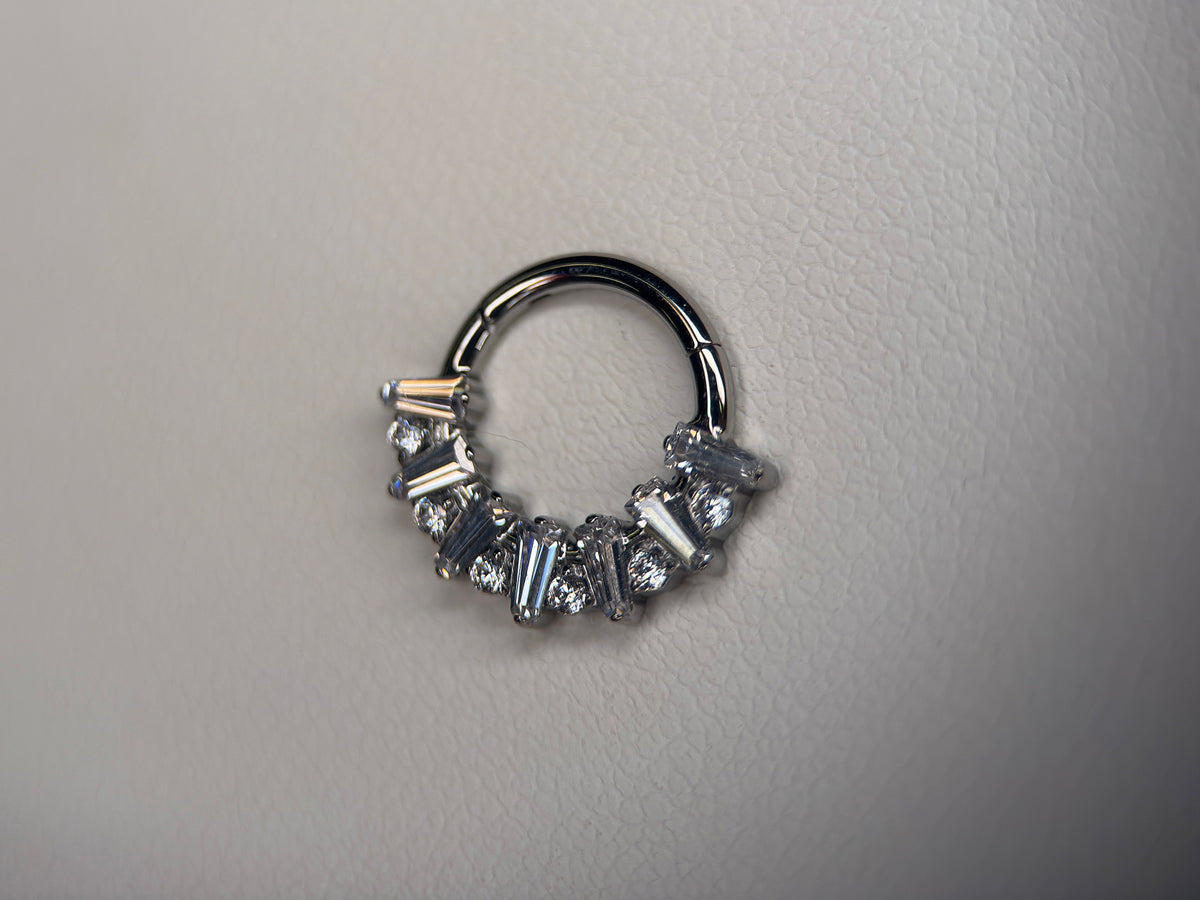 CZ Tapered Baguette and Round CZ Inlay Ring