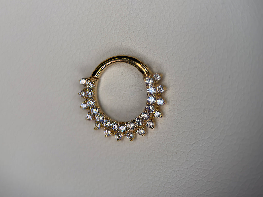 14K CZ Paved and Studded Hinge Ring